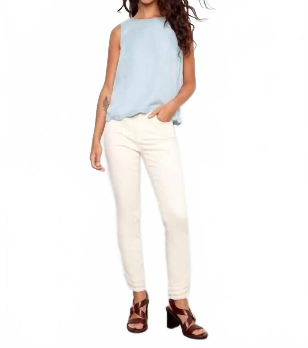 NEW CHARLIE B tencel sleeveless scalloped top in light blue